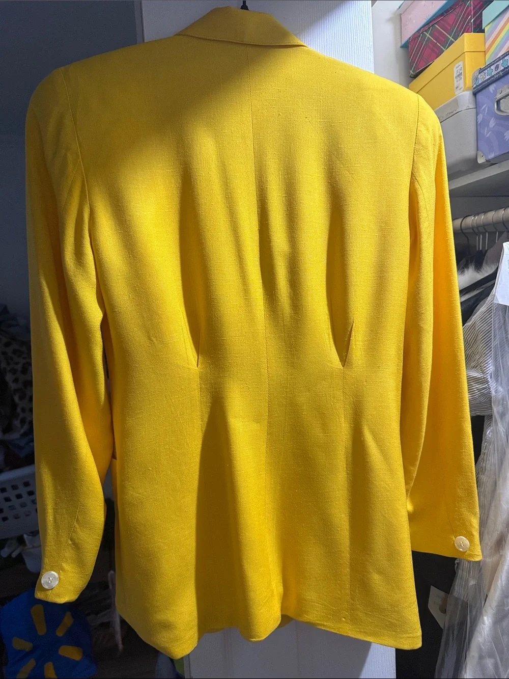 Vintage Christian Dior Bright Yellow Single-Button Blazer
